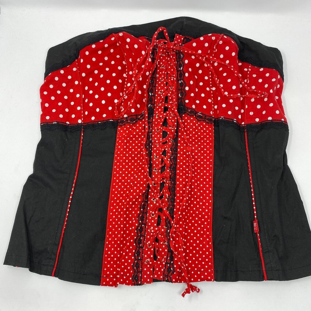 Tripp NYC Red Polka Dot Corset Top -L